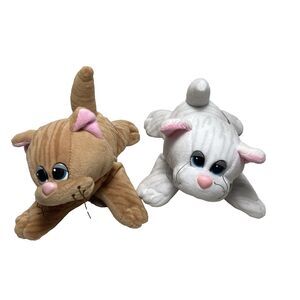 Vintage 1980s Tonka Pound Purries Kitten Cat 7" Orange and White Tabbie Lot of 2